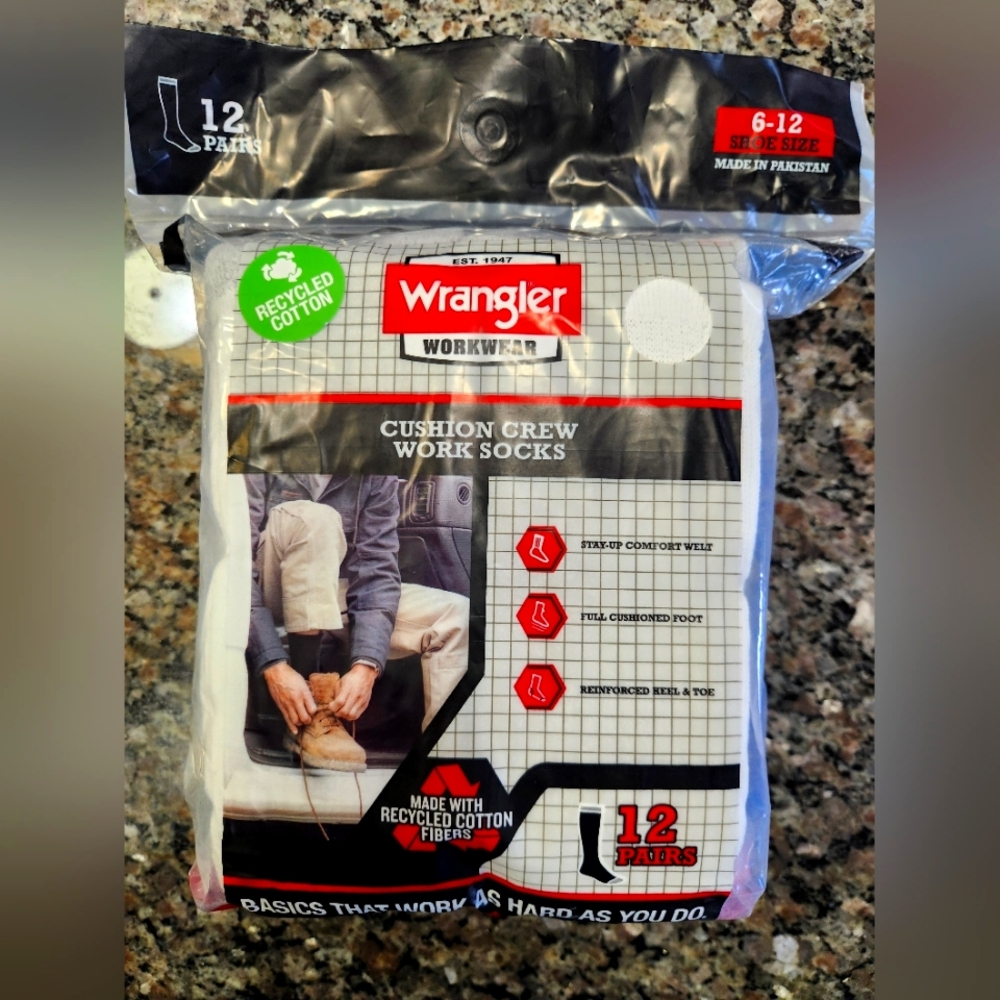 Wrangler White Work Athletic Socks Multi-Pack